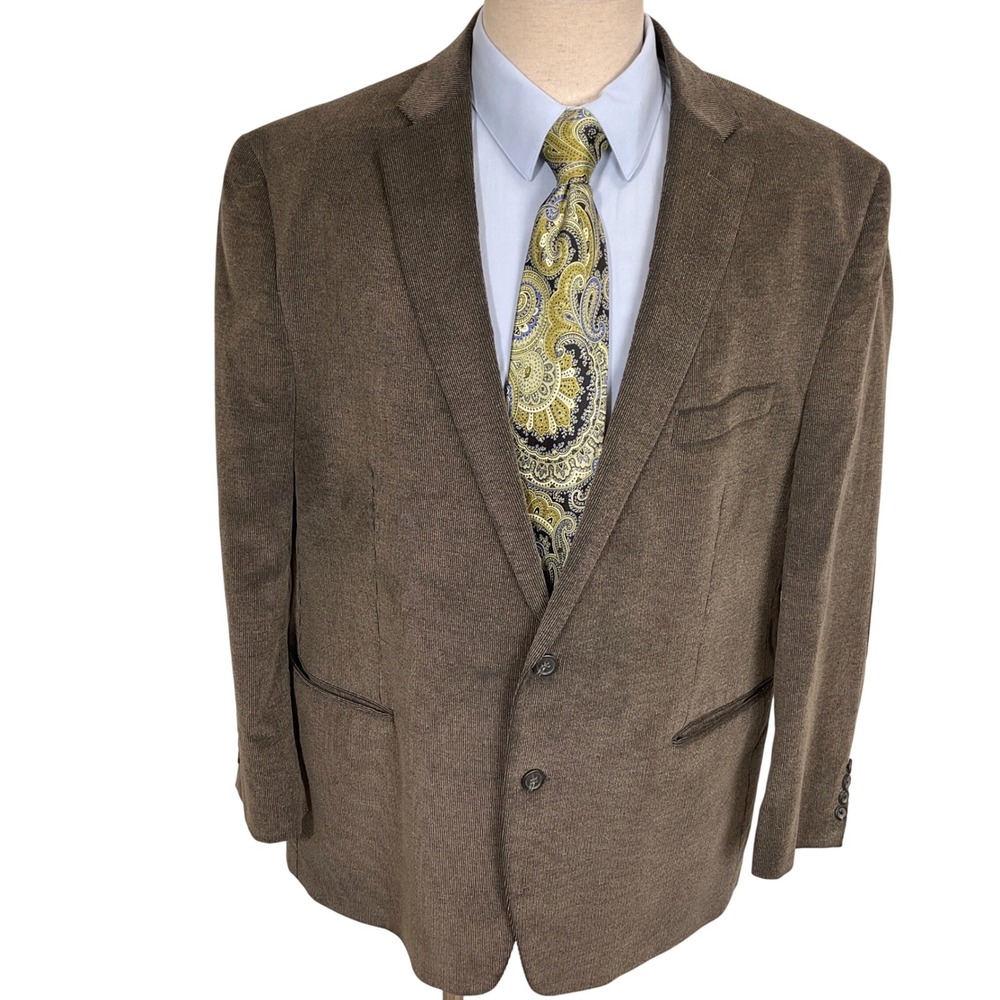 Chaps Blazer Mens 50R Olive Mini Corduroy Elbow Patches Academia‎ Preppy Jacket
